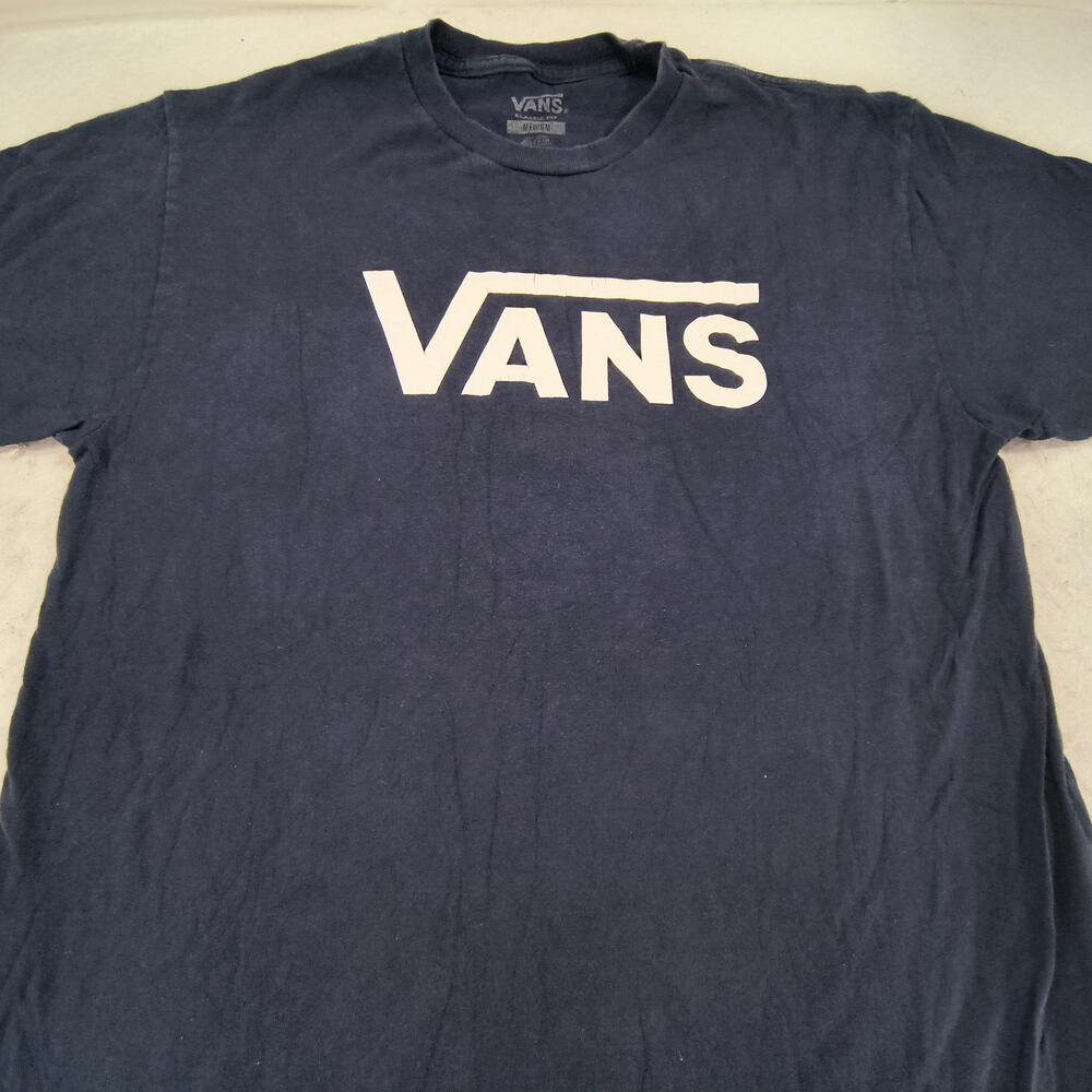 Vans Off the Wall Crew Neck Short Sleeve T Shirt Mens Size Medium M Navy Blue